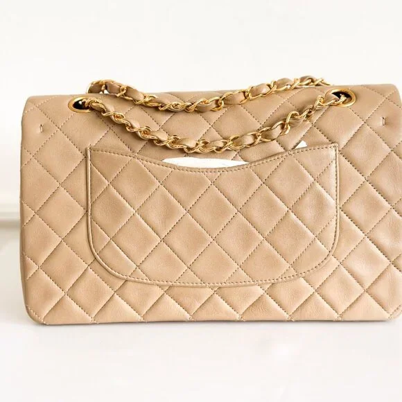 Chanel Double Flap Medium Bag Quilted Lambskin Beige - Picture 9 of 16
